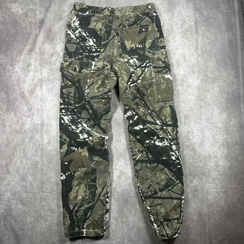 RSQ Mens Straight Leg Carpenter Pants Real Tree Camo Canvas Utility 31x32 Rugged